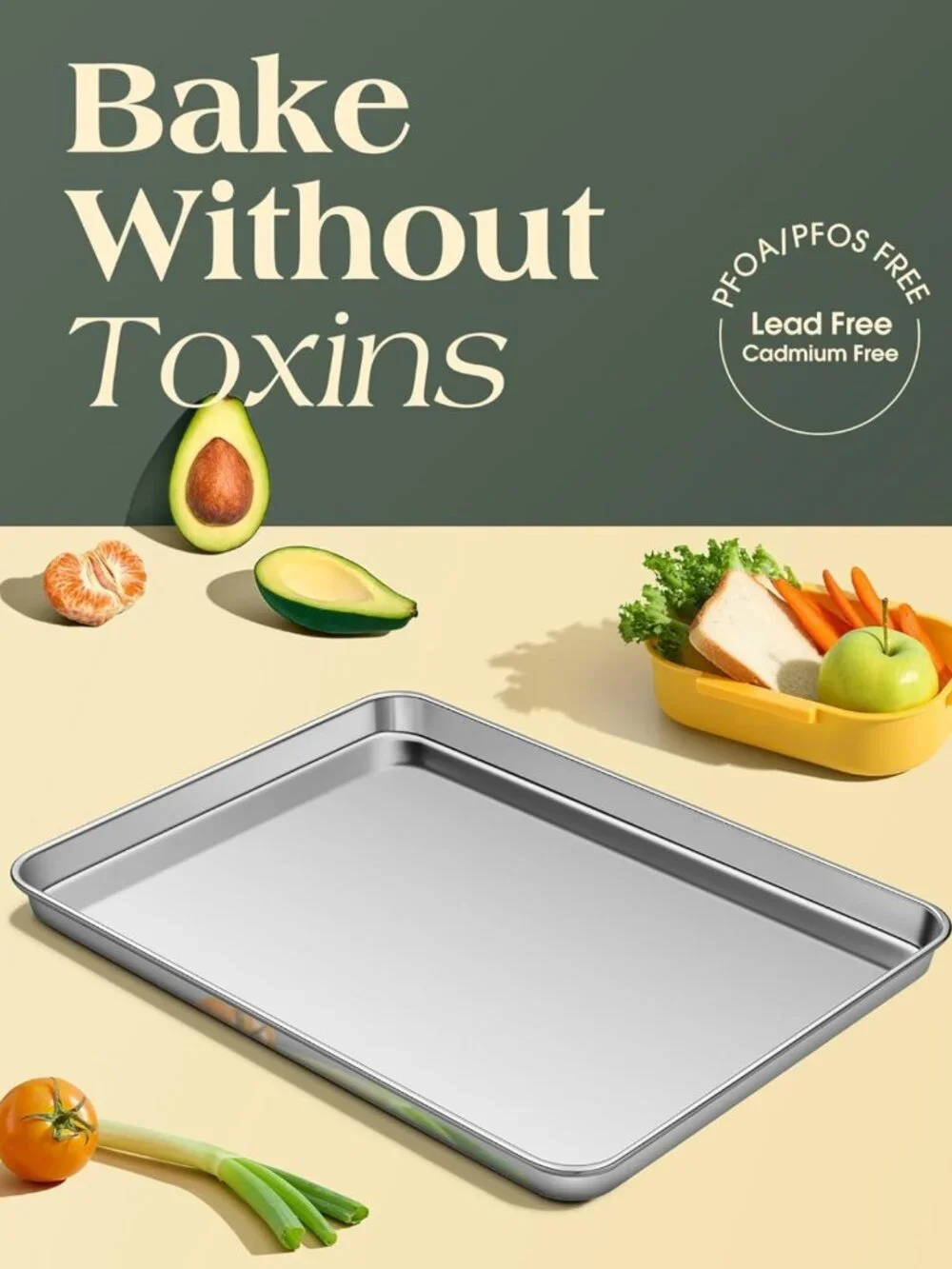 Set of 2 Heavy Duty Stainless Steel Baking Sheets - Nonstick, Warp Resistant